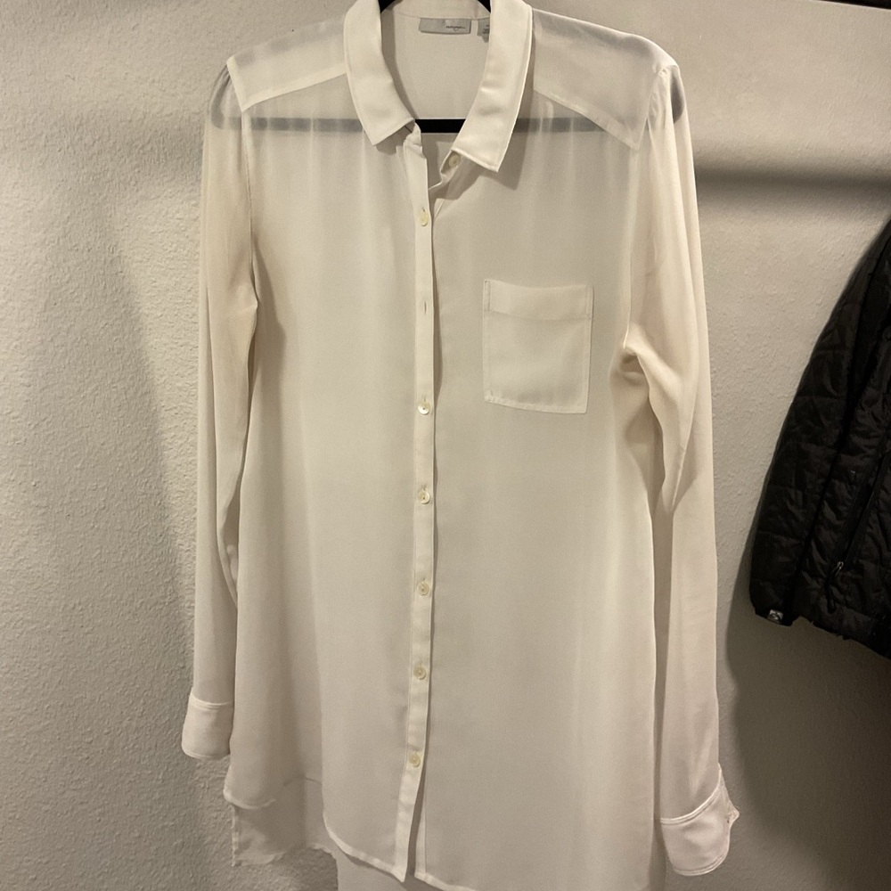 Halogen Sheer White Long Sleeve Blouse